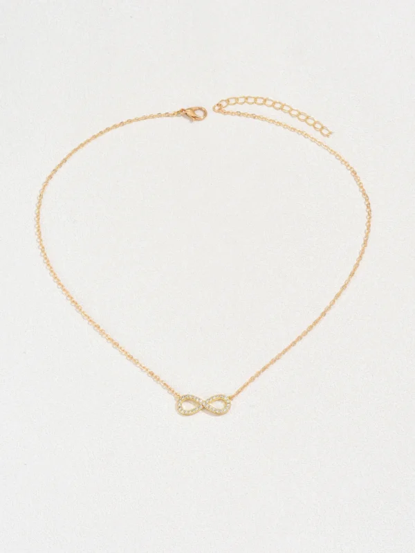 Fashion Simple Stainless Steel Infinity Pendant Necklace for Women Classic Lucky Zircon Love You Forever Jewelry Birthday Gift - Image 3