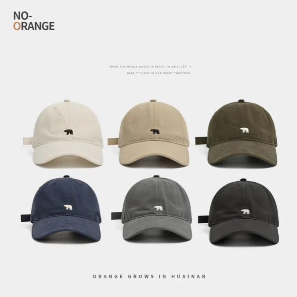 Stylish Bear Embroidered Baseball Cap Sun Protective Breathable Adjustable Ideal Casual Hat Men Women Unisex Baseball Cap - Image 2