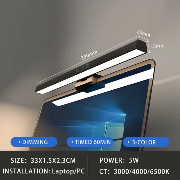 Led Computer Monitor Light Bar Desk Lighting Screen USB RGB Lamp For Study Reading Table Stepless Dimming Lamp Timing 50CM/33CM - Image 9