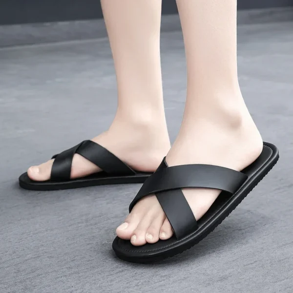 New Men Concise Lightweight Casual Slippers Summer Outdoor Soft Sole Comfort Flat Sole Sandals Beach Shoes Fashion Trend Sandals - Image 5