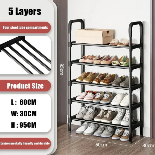 8 Tier Household Metal Shoe Rack Furniture Elevated Shoe-Shelf Multi-Functional Black Storage Racks Space Saving For Living Room - Image 11