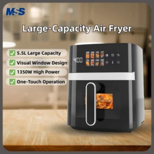 Household Air Fryer 5.5L Large Capacity LED Touch Screen Timable Auto Programmes Smart Home