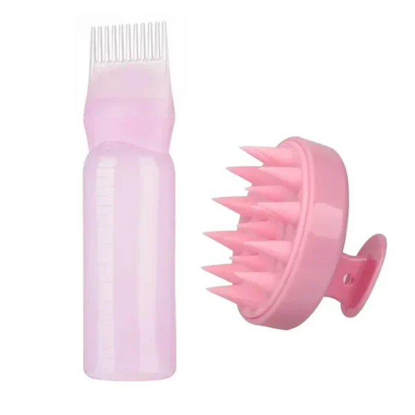 Silicone Shampoo Brush Head Scalp Massage Comb Hair Dye Tint Oil Applicator Bottle with Brush Barber Salon Hair Styling Tools - Image 12