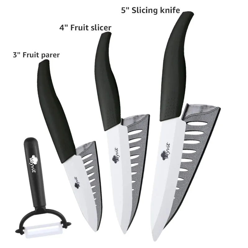 Ceramic Knives Set for Kitchen Unit 3 4 5 6 Inch Utility Fruit Slicing Peeler with Sheath Black Zirconia Blade Bread Chef Knife 29 Ceramic Knives Set for Kitchen Unit 3 4 5 6 Inch Utility Fruit Slicing Peeler with Sheath Black Zirconia Blade Bread Chef Knife - Image 29