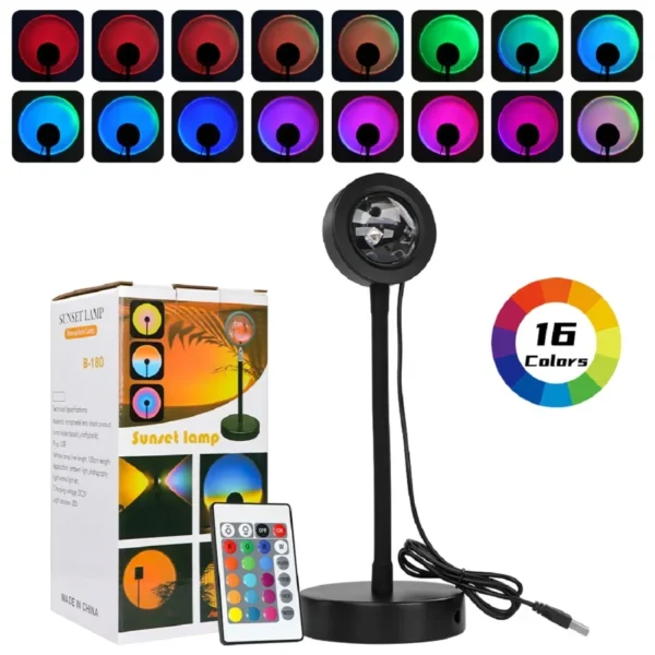 LED Sunset Lamp Nightlights USB Projector Birthday Party Decoration Mood Lights For Bedroom Living Room Wall Photography - Image 3