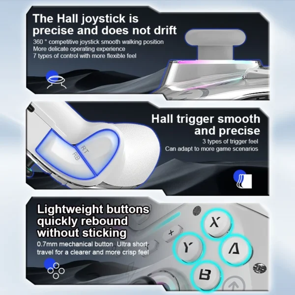 CM-619 switch game controller supports IOS/Android/PC   dual motor wireless controller with dazzling light - Image 2