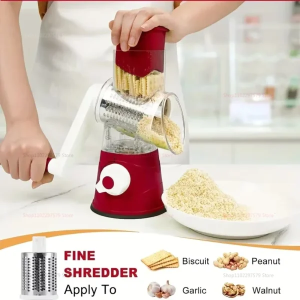 Multifunctional Drum Vegetable Slicer Hand Crank Kitchen Chopper Potato Grater Cheese Grinder with Interchangeable Blades - Image 5