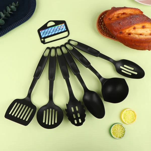 6Pcs Nylon Multifunction Black Shovel Spoon Soup Ladle Spatula Set Non-Stick Kitchenware Cooking Tools - Image 6