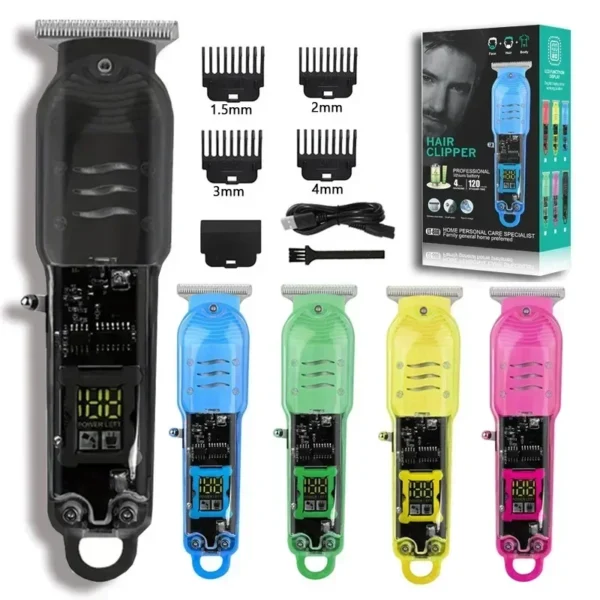 Hair Cut Machine Rechargeable Hair Clippers Transparent Professional Clippers Electric Hair Trimmers Shaver for Men - Image 2