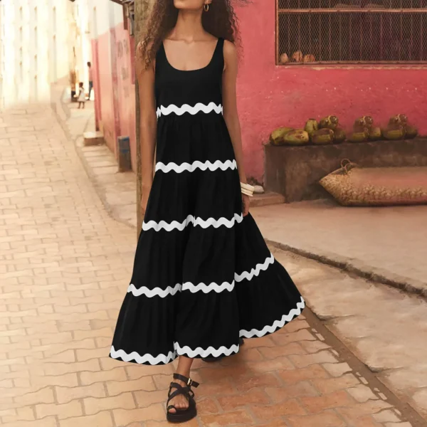Spring Summer Hot Sale Of The Season Women's Long Sleeveless Ruffle Dress Elegant Ankle-length Floral Print Gown for Party Eveni - Image 2
