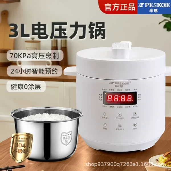 Automatic Mini Electric Pressure Cooker for 1-3 People High Pressure Stainless Steel Multi-Function Gift Home Use - Image 6