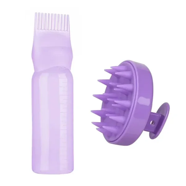 Silicone Shampoo Brush Head Scalp Massage Comb Hair Dye Tint Oil Applicator Bottle with Brush Barber Salon Hair Styling Tools - Image 11