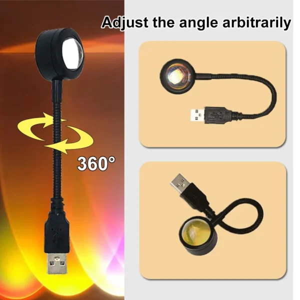Drop Shipping USB Sunset Lamp LED Without Choice Mark Rainbow Neon Night Light Projector Photography Wall Atmosphere Lighting - Image 4