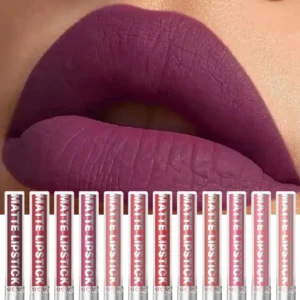 Velvet Matte Lip Glaze Easy To Color Dark Red Matte Liquid Lipstick Waterproof Lasting Moisturizing Brown Lip Gloss Cosmetic 1pc
