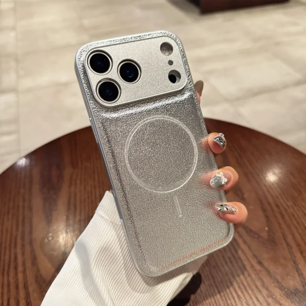 For Iphone17promax Magnetic Case Leather Pattern Matte Phone Case for IPhone 17 16 14 15 13 12 Pro Max Plus 11 for Magsafe Cover - Image 6
