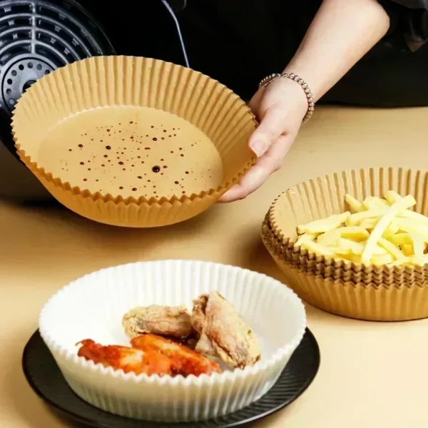50/100pcs Air Fryer Baking Paper Non-Stick Airfryer Baking Papers Round Air-Fryer Paper Liners Paper Kitchen Accessories - Image 2