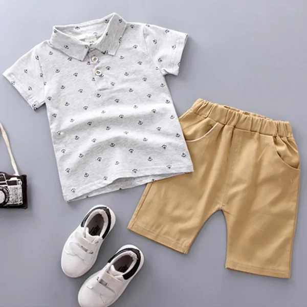 2PCS Baby Set Cute Kids Boys Clothes Summer Random Print Boat Anchor Pattern Short Sleeve Shorts Set For 1-5Years - Image 7