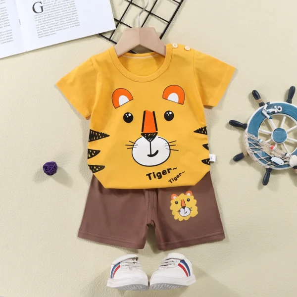 2PCS mother Kids Clothes Children's Sets Boys Girl T-shirt Shorts Summer Cotton Short sleeve Baby Children Clothing Toddler Suit - Image 2