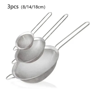 1-3Pcs Stainless Steel Wire Fine Mesh Oil Strainer Flour Colander Sieve Sifter Pastry Baking Tools Kitchen Accessories