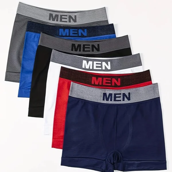5 PCs Men's High Elastic Plain Color Comfortable Boxer Briefs Panties Breathable Pantyhose - Image 12