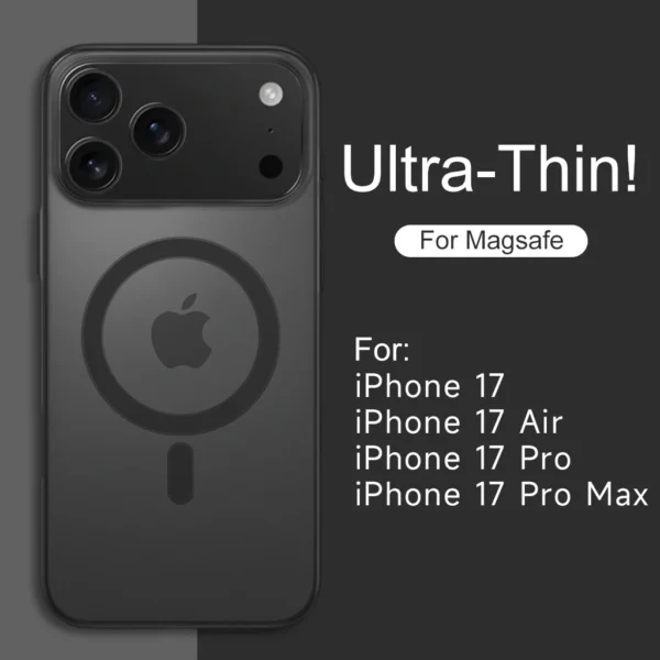 Luxury Matte Ultra Thin Clear For Magsafe Wireless Charge Case For iPhone 17 Air  17 Plus 17 Pro Max Hard PC Cover
