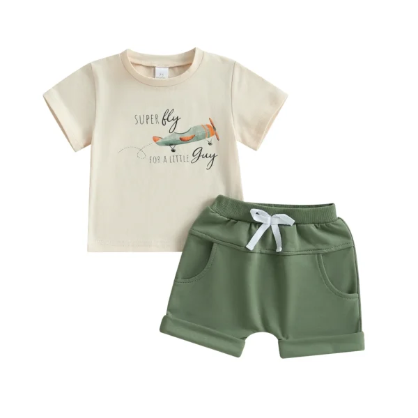 Pudcoco Baby Toddler Boy Shorts Set Airplane Letter Short Sleeve T-shirt Solid Elastic Waist Shorts 2Pcs Summer Outfit 0-3T - Image 7