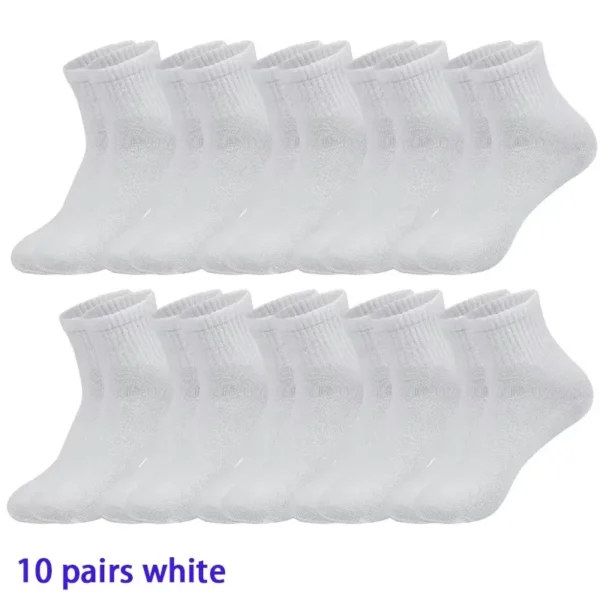 4/5/8/10/20 Pairs of MEN'S AND WOMEN'S Black Cotton Business Mid Length Soft and Warm Autumn/winter Solid Color Casual Socks - Image 14