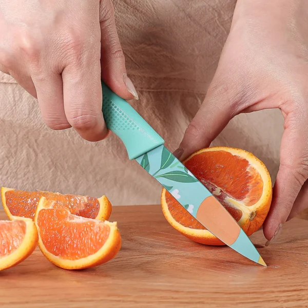 3pcs-set Kitchen Knife Set Stainless Steel Vegetable Knife Fruit Knife Colorful Fruit Print Knife Fruit knife Chef Knife - Image 3