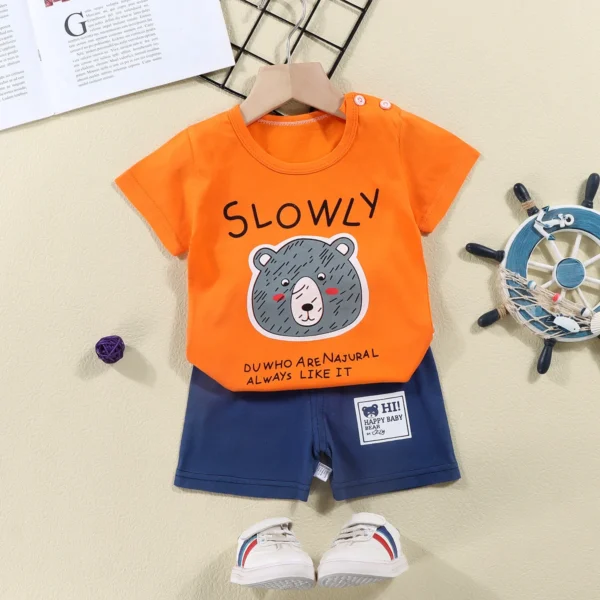 2PCS mother Kids Clothes Children's Sets Boys Girl T-shirt Shorts Summer Cotton Short sleeve Baby Children Clothing Toddler Suit - Image 3