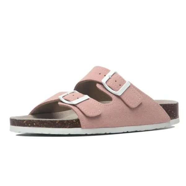 New Summer Men's Cork Slippers Suede Leather Mule Clogs Slippers Man Soft Cork Two Buckle Beach Slides Footwear For Men - Image 3