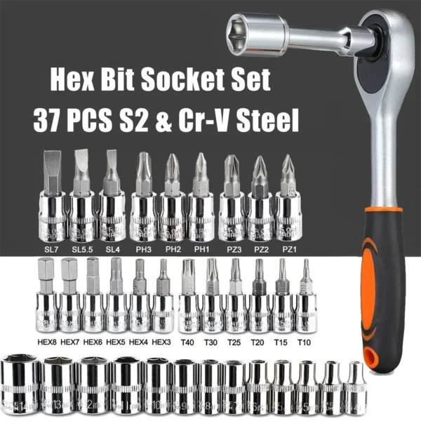 46-piece Auto Repair Combination Ratchet Wrench Toolbox, Auto Maintenance Vehicle-mounted Socket Repair Set Tools Car Repair Kit - Image 4