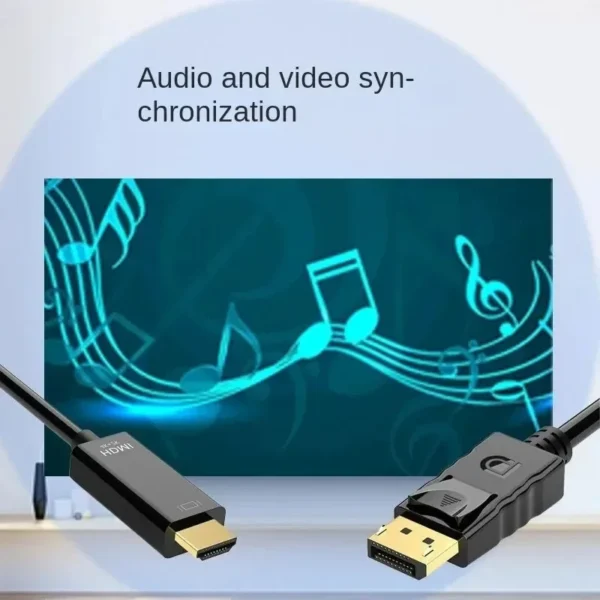 1.8M Dp to HDMI-Compatible Cable 4K HD Adapter Display Cable Computer Monitor Cable Converts Large Dp to HDMI-Compatible - Image 3