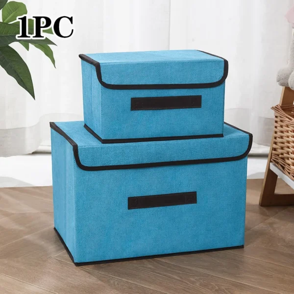 Non-woven Fabric Fold Storage Box Bedroom Wardrobe  Toy Clothes Sundries Organizer with Cover Underwear Sock Home Accessories - Image 9