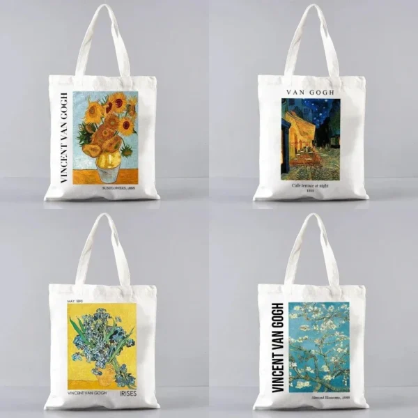 Vincent Van Gogh Capacious Tote Bag Casual Portable Shoulder Bag Lightweight Shopping Bag Reusable Canvas Bag Gift for Girls