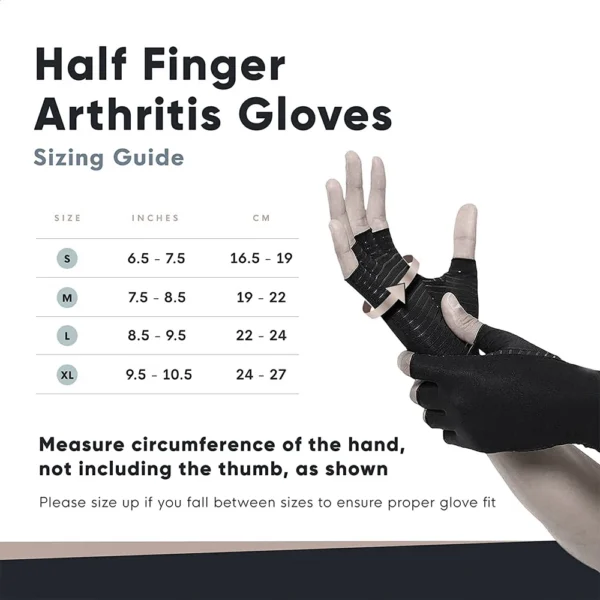 1Pair Copper Arthritis Compression Gloves Women Men Relieve Hand Pain Swelling and Carpal Tunnel Fingerless for Typing - Image 2
