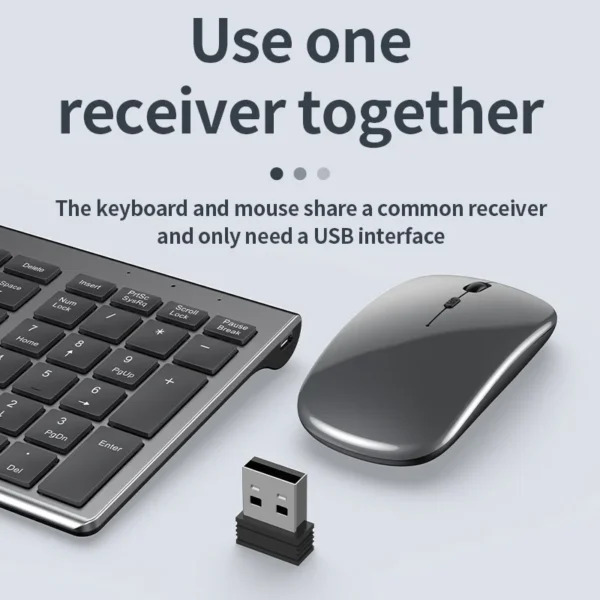 Jomaa Slim Rechargeable Bluetooth Keyboard and Mouse Set for Laptop Computer 2.4G USB Wireless Keyboard and Mouse Combo - Image 5