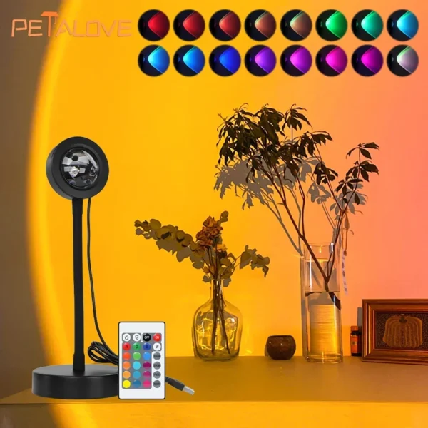 LED Sunset Lamp Nightlights USB Projector Birthday Party Decoration Mood Lights For Bedroom Living Room Wall Photography - Image 2