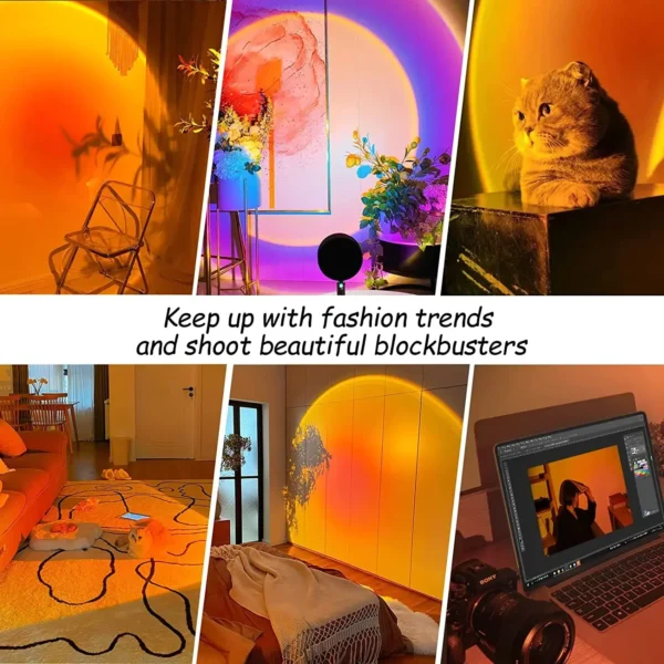 LED Sunset Lamp Nightlights USB Projector Birthday Party Decoration Mood Lights For Bedroom Living Room Wall Photography - Image 5