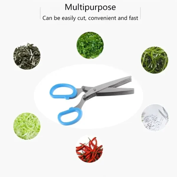 Multifunctional Muti Layers Stainless Steel Knives Kitchen Scissors Scallion Cutter Herb Laver Spices Onion Cook Cut Scissor - Image 5