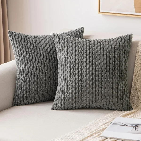 Spring Sage Green Decorative Throw Pillow Covers 18x18 Soft Corduroy Striped Square Pillow Covers for Couch Living Room Bed Sofa - Image 9