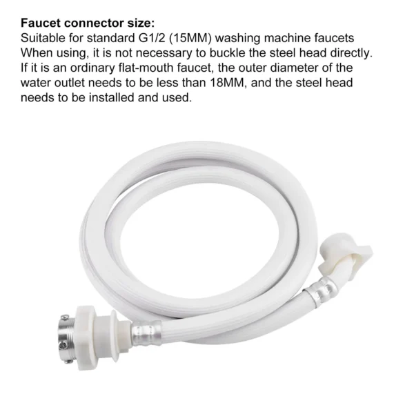 2m/3m Length Washing Machine Water Inlet Hose Washer Pipe Tube Connector PVC Hose White Color Long Length - Image 3
