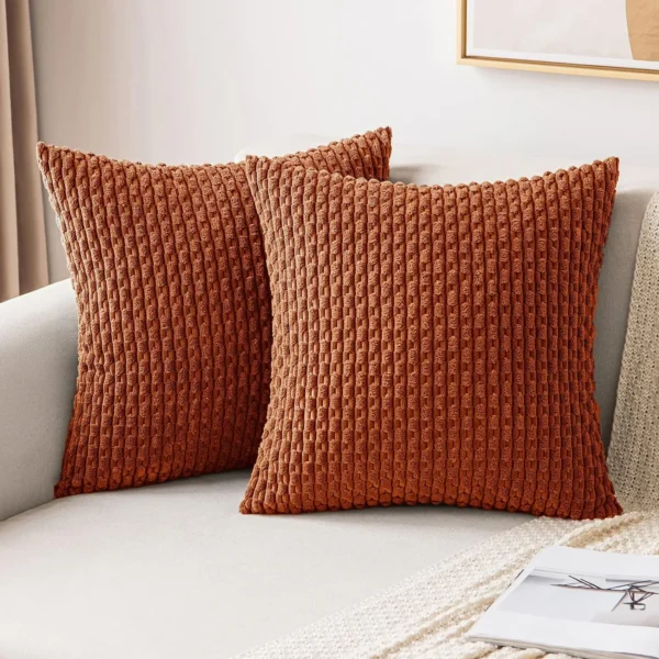 Spring Sage Green Decorative Throw Pillow Covers 18x18 Soft Corduroy Striped Square Pillow Covers for Couch Living Room Bed Sofa - Image 13