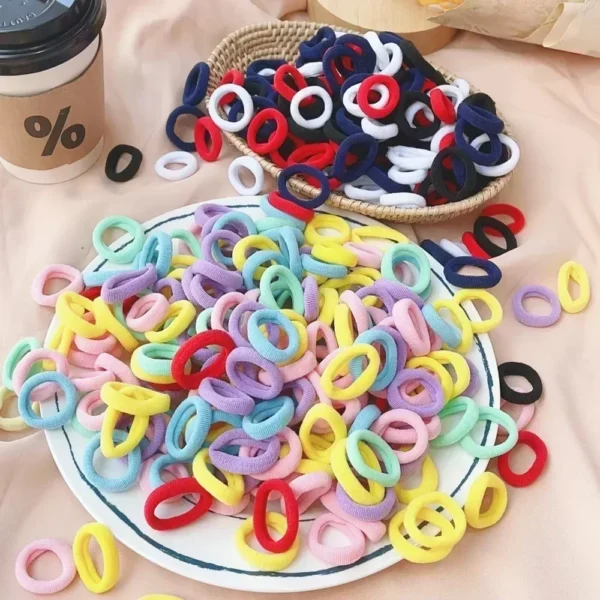 50Pcs/bag Colorful Basic Nylon Ealstic Hair Ties for Girls Ponytail Hold Scrunchie Rubber Band Kid Fashion Hair Accessories - Image 5