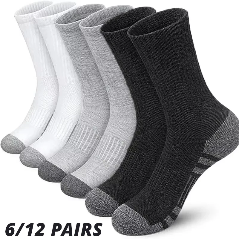 6/12 Pairs Men's Outdoor Gym Socks High Quality Comfortable Soft Ground-Gripping Football Large Size New Style 1 6/12 Pairs Men's Outdoor Gym Socks High Quality Comfortable Soft Ground-Gripping Football Large Size New Style