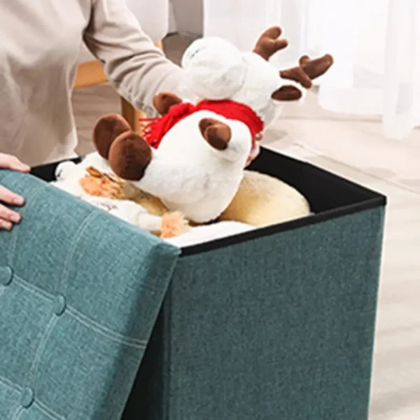 Storage Stool Foldable Large Capacity Waterproof Bedroom Bench Foot Rest Stool with Padded Seat Sundries Organization Pouf - Image 3