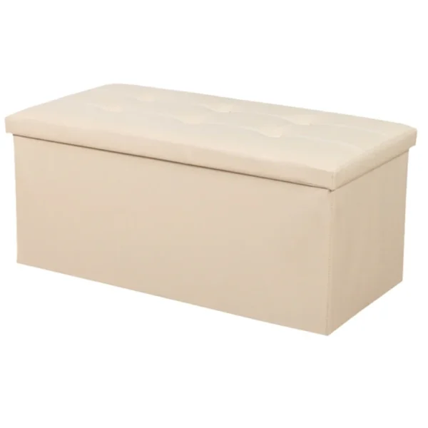 Large Capacity Folding Storage Stool, Leather Multifunctional Ottoman Seat Stool Footstool Toy Storage Box Bedroom Living Room - Image 10