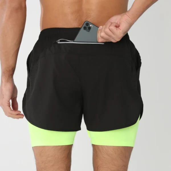 New men's running double-layer shorts quick-drying fitness 2-in-1 shorts men's sports workout training bodybuilding shorts male - Image 6