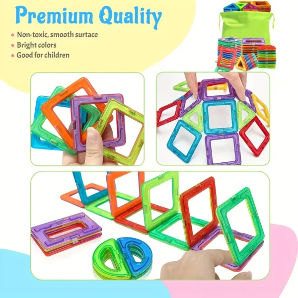 Magnetic Building Blocks DIY Magnets Toys, Big Size STEM Construction Set Toys, Learning Educational Magnet Toys, Random Colors - Image 3