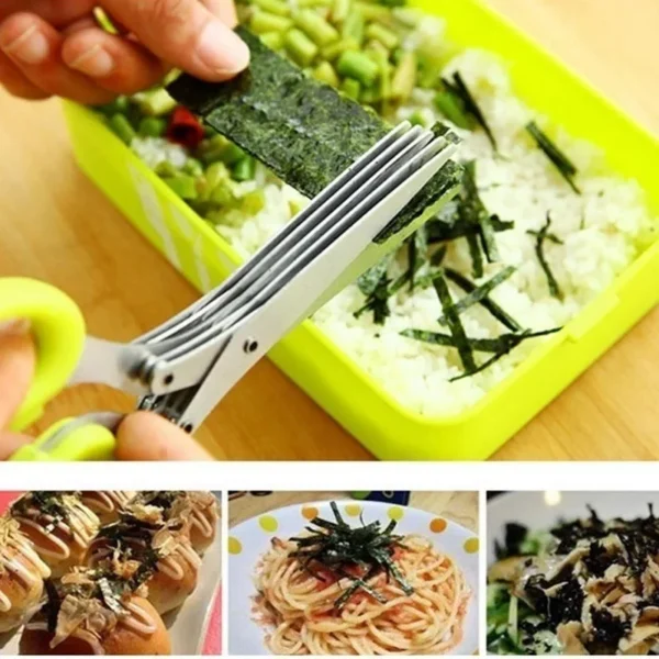 Multifunctional Muti Layers Stainless Steel Knives Kitchen Scissors Scallion Cutter Herb Laver Spices Onion Cook Cut Scissor - Image 3