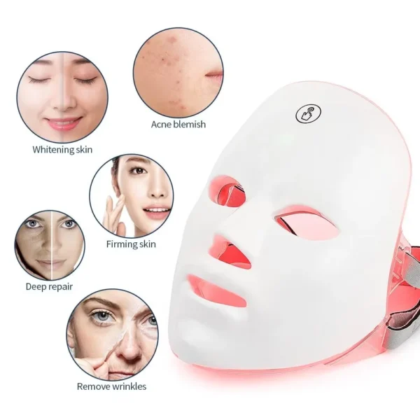 7 Colors Facial LED Mask Rechargeable PDT Photon Therapy Firming and Whitening Skin Beauty Face Machine PDT Treatment Light